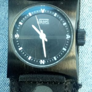 Vans Unisex black square face watch. Unique synthetic Velcro strap.